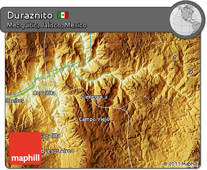 Physical Map of Duraznito