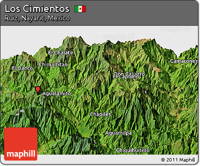 Satellite Panoramic Map of Los Cimientos