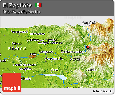 Physical Panoramic Map of El Zopilote