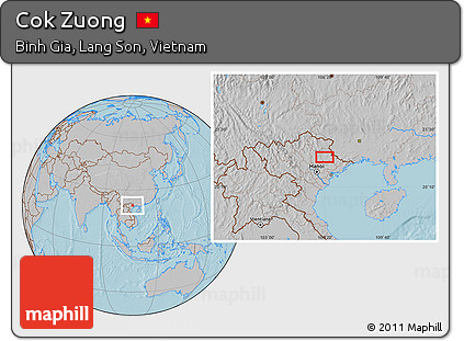 Gray Location Map of Cok Zuong, hill shading