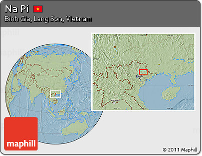 Savanna Style Location Map of Na Pi, hill shading