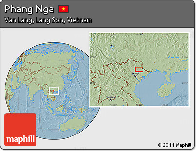 Savanna Style Location Map of Phang Nga, hill shading