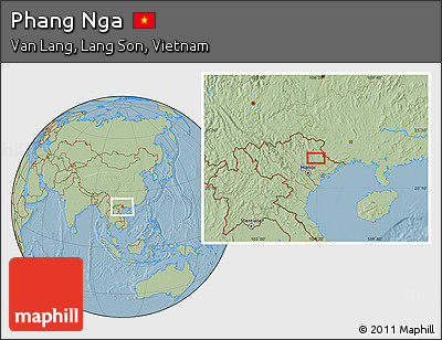 Savanna Style Location Map of Phang Nga, hill shading