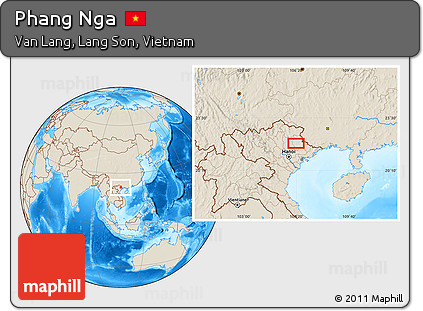 Shaded Relief Location Map of Phang Nga