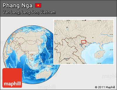Shaded Relief Location Map of Phang Nga