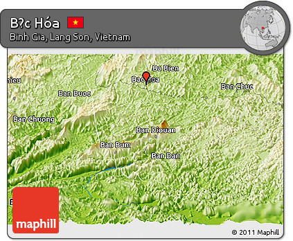 Physical Panoramic Map of Bắc Hóa
