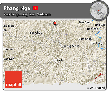 Shaded Relief Panoramic Map of Phang Nga
