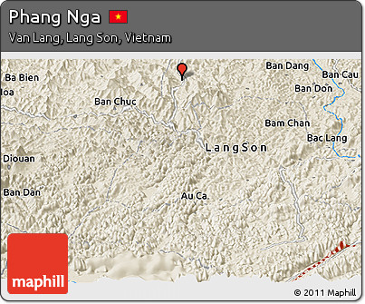Shaded Relief Panoramic Map of Phang Nga