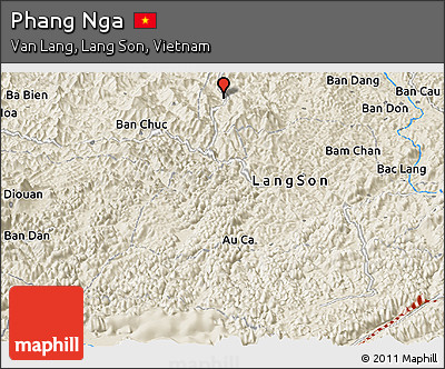 Shaded Relief Panoramic Map of Phang Nga