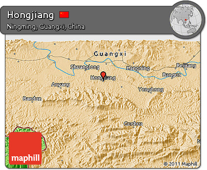 Political 3D Map of Hongjiang