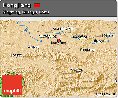 Political 3D Map of Hongjiang
