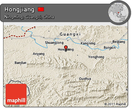 Shaded Relief 3D Map of Hongjiang