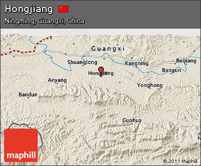 Shaded Relief 3D Map of Hongjiang