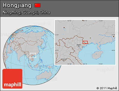 Gray Location Map of Hongjiang