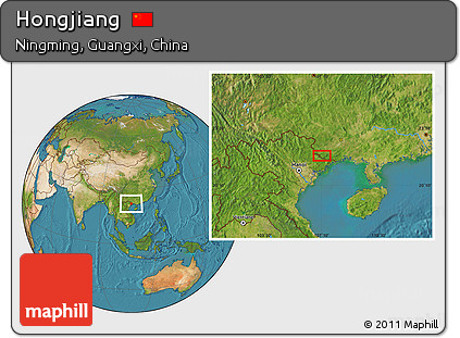Satellite Location Map of Hongjiang