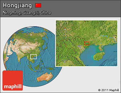 Satellite Location Map of Hongjiang