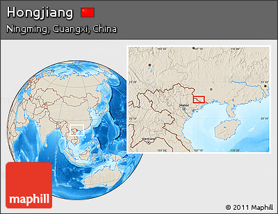 Shaded Relief Location Map of Hongjiang