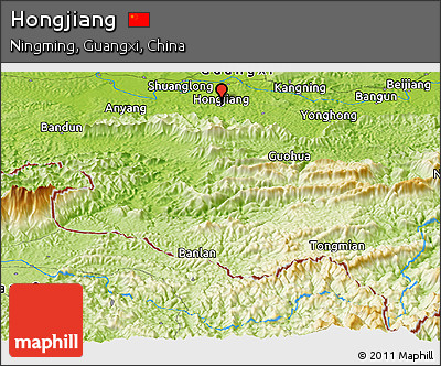Physical Panoramic Map of Hongjiang
