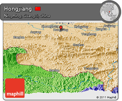 Political Panoramic Map of Hongjiang