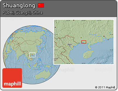 Savanna Style Location Map of Shuanglong, hill shading