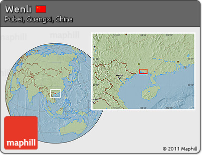 Savanna Style Location Map of Wenli, hill shading