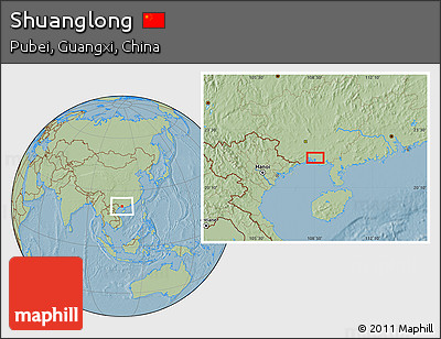 Savanna Style Location Map of Shuanglong, hill shading