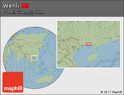 Savanna Style Location Map of Wenli, hill shading