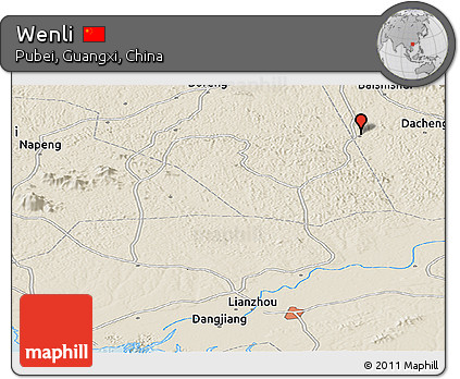 Shaded Relief Panoramic Map of Wenli
