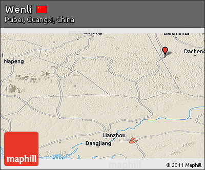 Shaded Relief Panoramic Map of Wenli