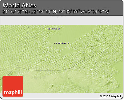 Physical 3D Map of the Area around 21° 53' 23" N, 10° 7' 30" W