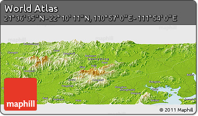 Physical Panoramic Map of the Area around 21° 53' 23" N, 111° 25' 30" E