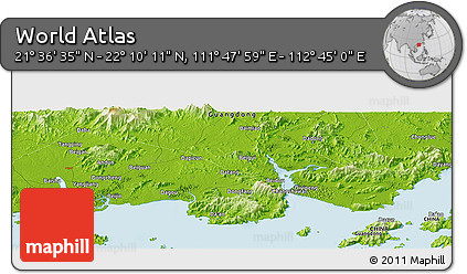 Physical Panoramic Map of the Area around 21° 53' 23" N, 112° 16' 30" E