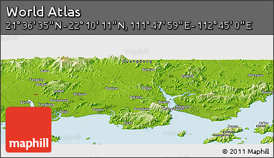 Physical Panoramic Map of the Area around 21° 53' 23" N, 112° 16' 30" E