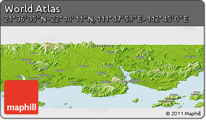 Physical Panoramic Map of the Area around 21° 53' 23" N, 112° 16' 30" E