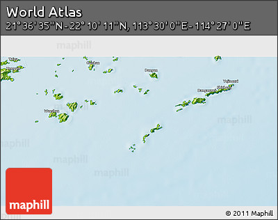 Physical 3D Map of the Area around 21° 53' 23" N, 113° 58' 29" E