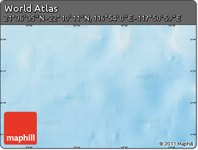Shaded Relief Map of the Area around 21° 53' 23" N, 117° 22' 30" E