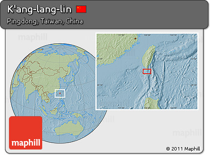 Savanna Style Location Map of K'ang-lang-lin, hill shading