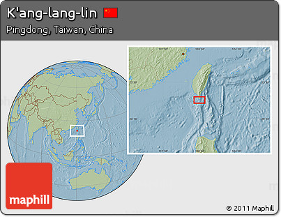 Savanna Style Location Map of K'ang-lang-lin, hill shading