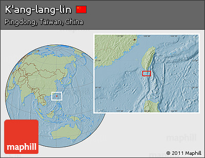 Savanna Style Location Map of K'ang-lang-lin, hill shading