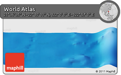 Physical Panoramic Map of the Area around 21° 53' 23" N, 122° 28' 29" E