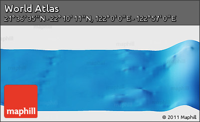 Physical Panoramic Map of the Area around 21° 53' 23" N, 122° 28' 29" E
