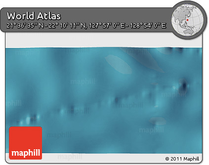 Satellite 3D Map of the Area around 21° 53' 23" N, 128° 25' 30" E