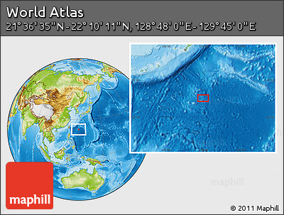 Physical Location Map of the Area around 21° 53' 23" N, 129° 16' 30" E