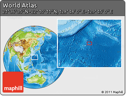 Physical Location Map of the Area around 21° 53' 23" N, 129° 16' 30" E