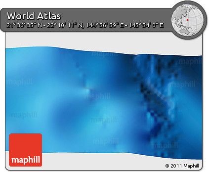 Physical 3D Map of the Area around 21° 53' 23" N, 145° 25' 30" E