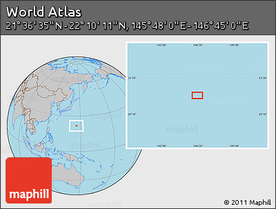 Gray Location Map of the Area around 21° 53' 23" N, 146° 16' 30" E