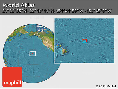 Satellite Location Map of the Area around 21° 53' 23" N, 151° 13' 29" W