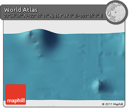 Satellite 3D Map of the Area around 21° 53' 23" N, 154° 46' 30" E