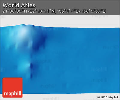 Physical 3D Map of the Area around 21° 53' 23" N, 155° 37' 30" E