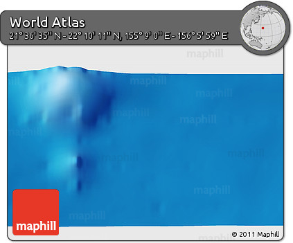 Shaded Relief 3D Map of the Area around 21° 53' 23" N, 155° 37' 30" E